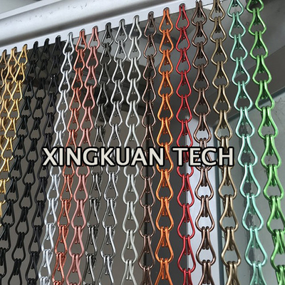 Double rideau en aluminium en maillon de chaîne de crochet, rideau en porte à chaînes en aluminium